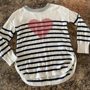 GapKids size XS (4-6) White with navy blue stripe sweater dress.
